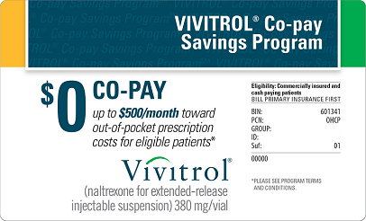 VIVITROL® co-pay card.